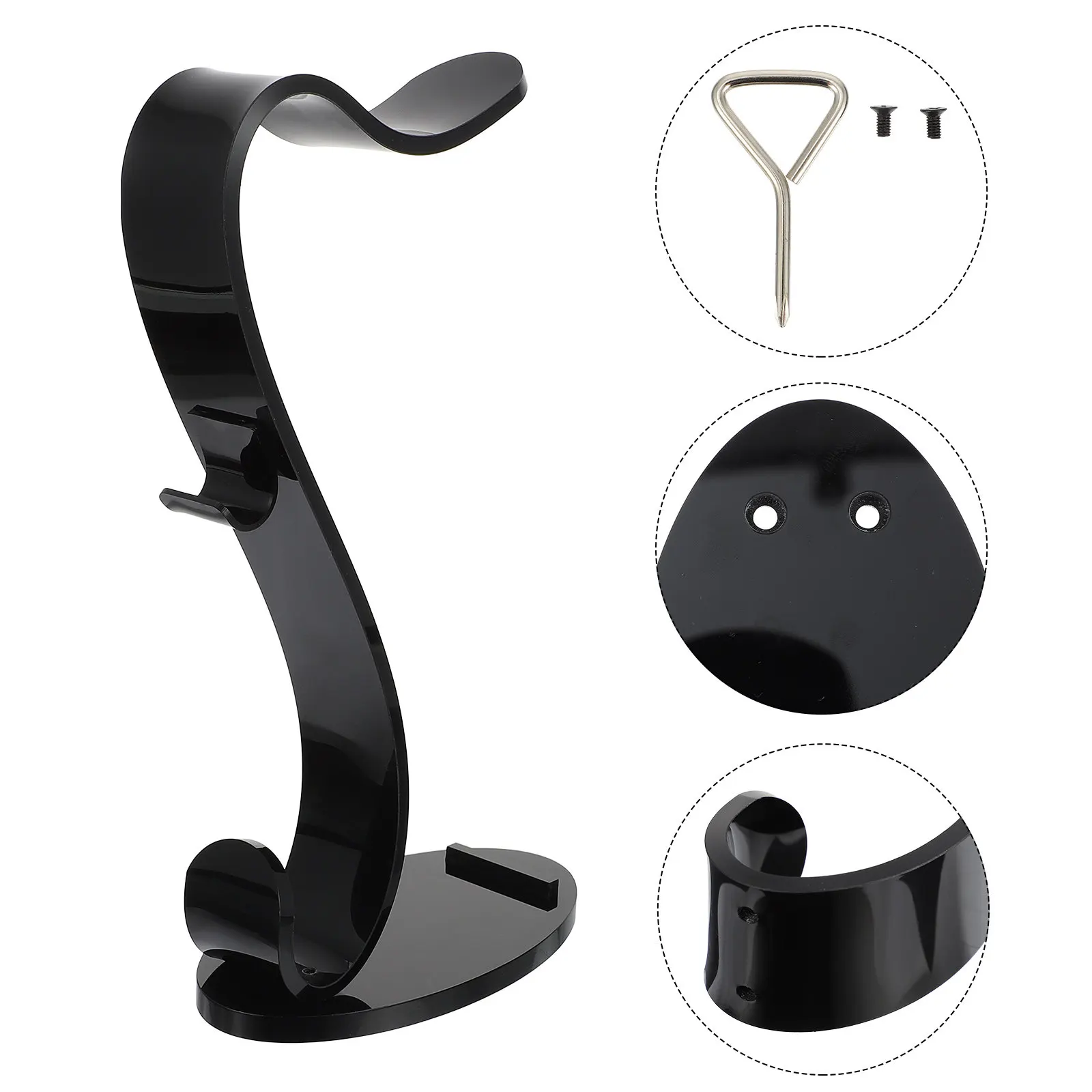 

Elegant S Shape Headphone Rack Acrylic Headset Storage Holder 8mm Thickness Base 5mm Supporting Rod Desktop Accessory