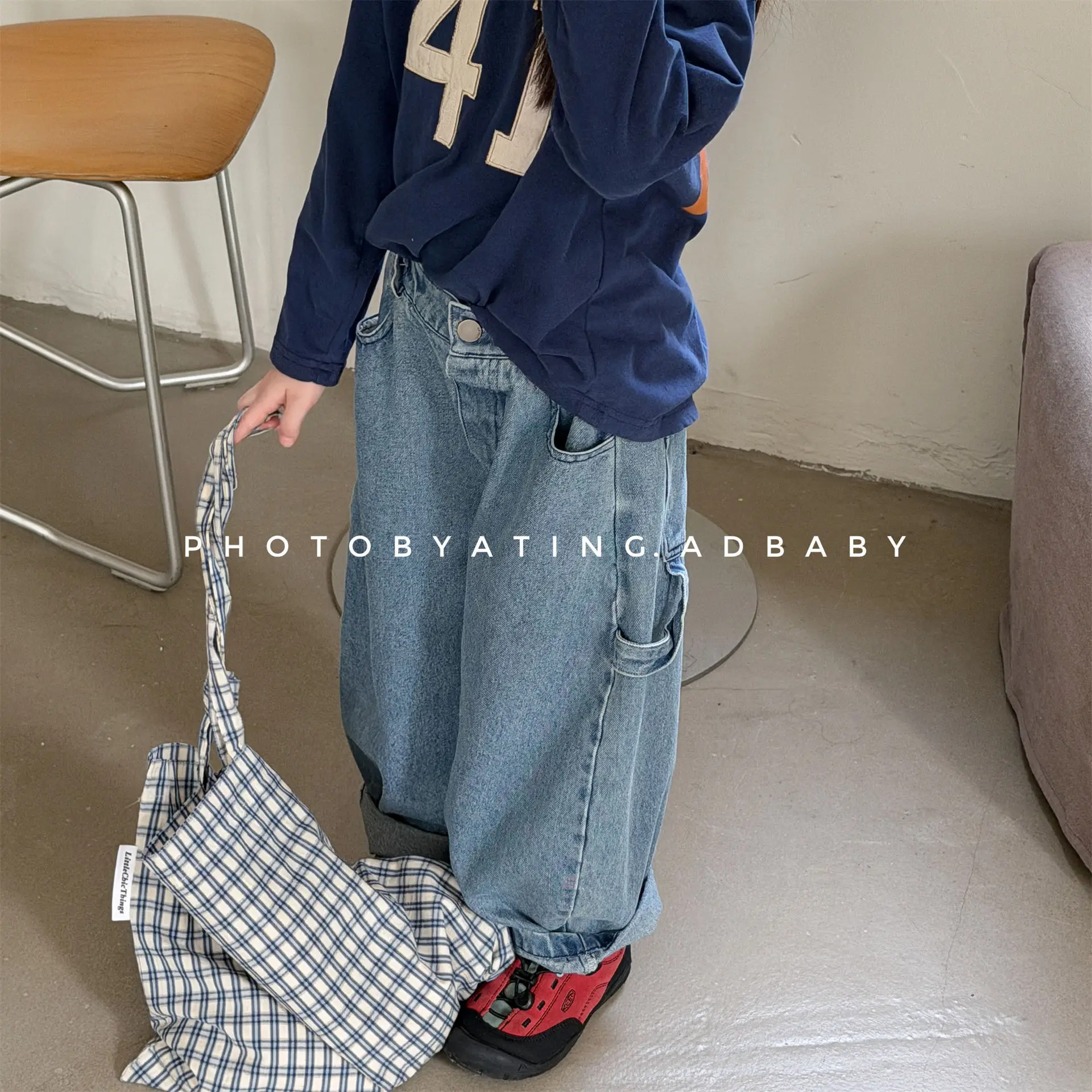 2026 Autumn New Children Casual Pants Solid Girls Jeans Kids Fashion Harem Pants Baby Loose Casual Pants Toddler Clothes