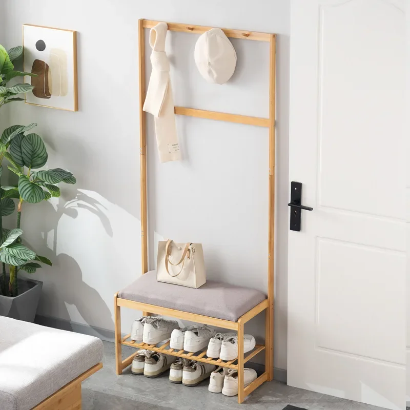 shoe rack, shoe change stool, shoe cabinet with hanger integrated floor-to-ceiling bedroom, simple coat rack at the entrance