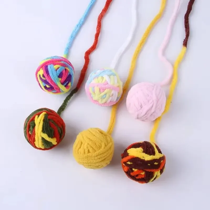 

12/6/1Pcs Funny Cat Toys Colorful Yarn Ball with Bell Sounding Interactive Chewing Toy for Kitten Stuffed Toy Ball Cat Supplies