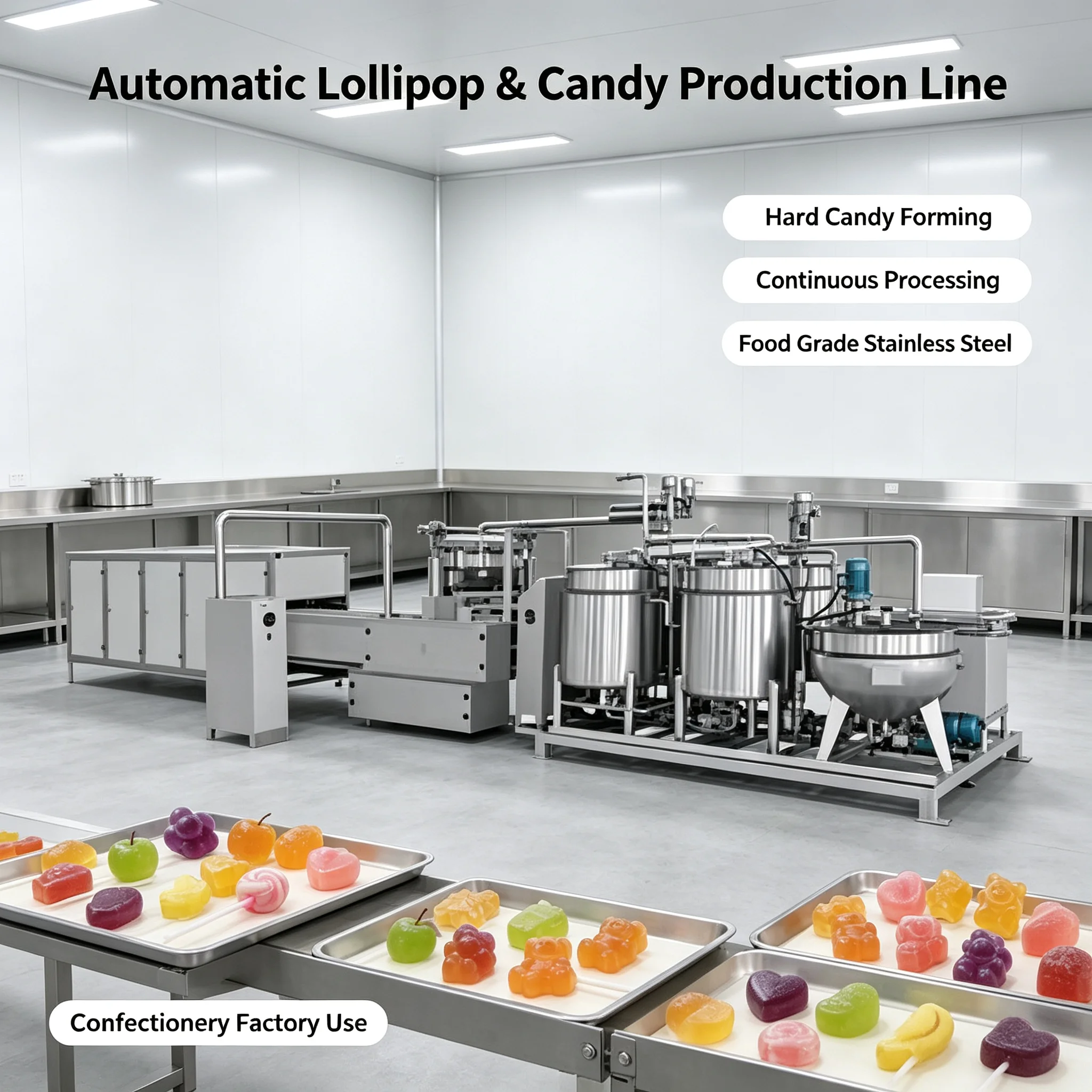 Lollipop Production Line Automatic Hard Candy Molding Equipment For Vitamin Fruit Flavor Candy Manufacturing Customized