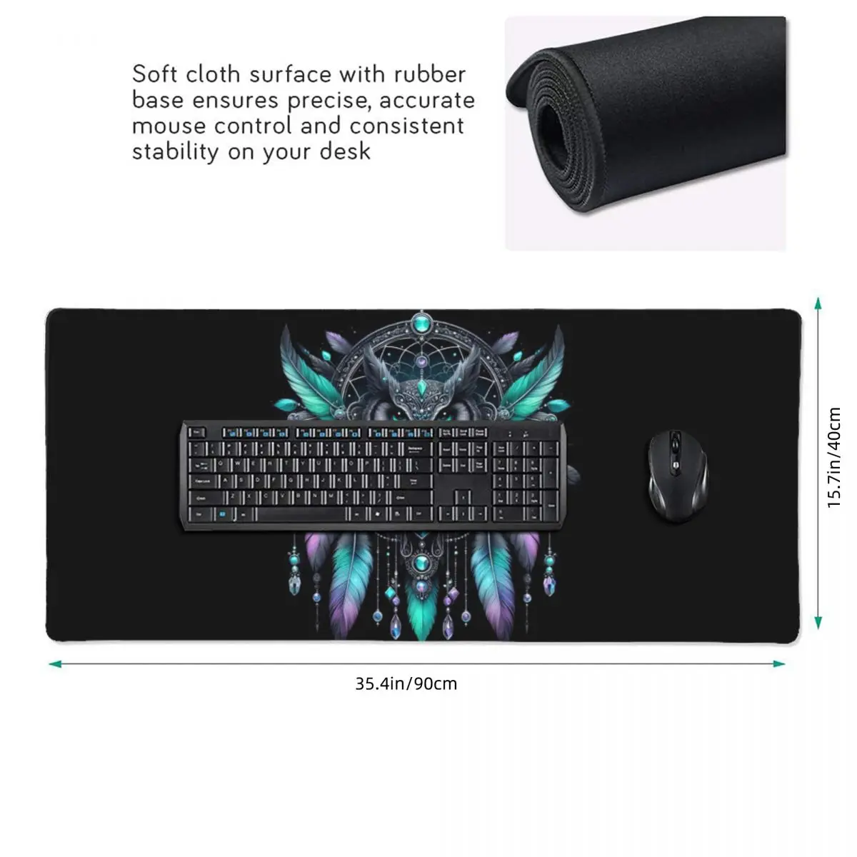 Luminous Owl Diamond Pattern Large Mouse Pad Computer Keyboard Mouse Mat Gaming PC Laptop Desk Mat Office Accessories Table Mats