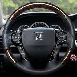 Hand-stitched peach wood grain non-slip genuine Leather Car Steering Wheel Cover For Honda Accord 9 Crosstour 2013-2015