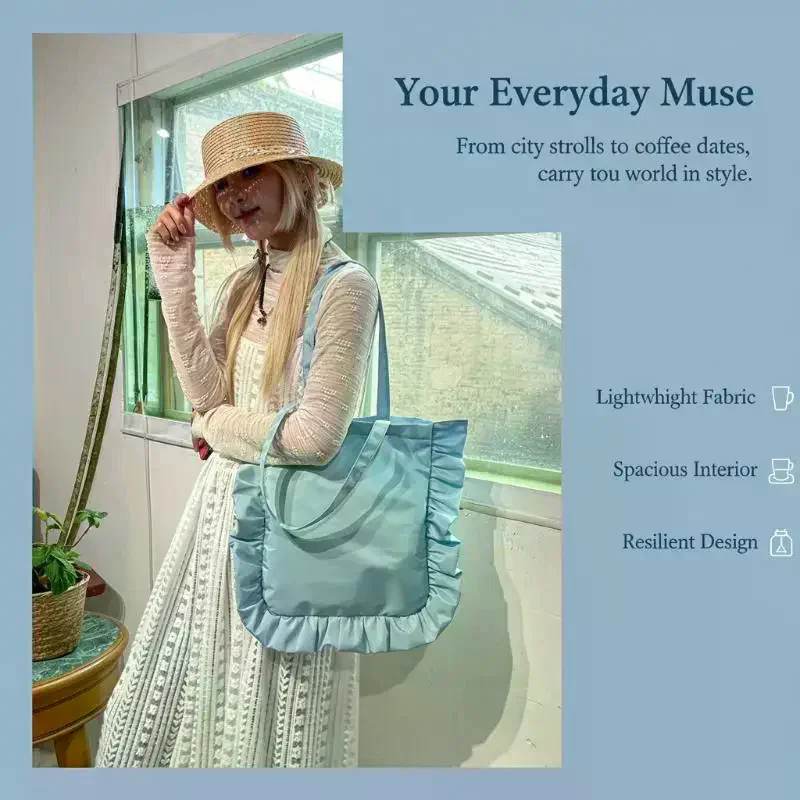 Vintage Women Tote Bags French Style Ruffles Elegant Sac A Main Femme Large Capacity Light Thin Shoulder Bolso Mujer Handbags