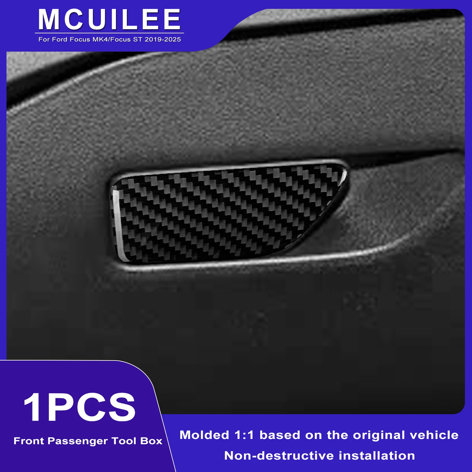 Soft Carbon Fiber Sticker For Ford Focus MK4/Focus ST 2019 2020 2021 2022 2023 2024 2025 Car Front Passenger Tool Box