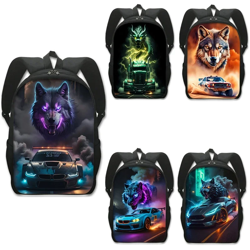 Cool Animal Racing Car Heavy Truck Backpack Women Men Rucksack Student School Bags for Teenager Daypack Laptop Backpack Bookbag