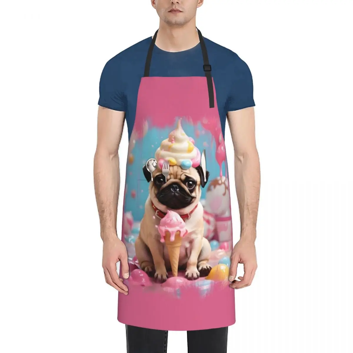 

Ice Pug Apron carpenter Kitchen For Man Home Utensils Christmas gift Apron