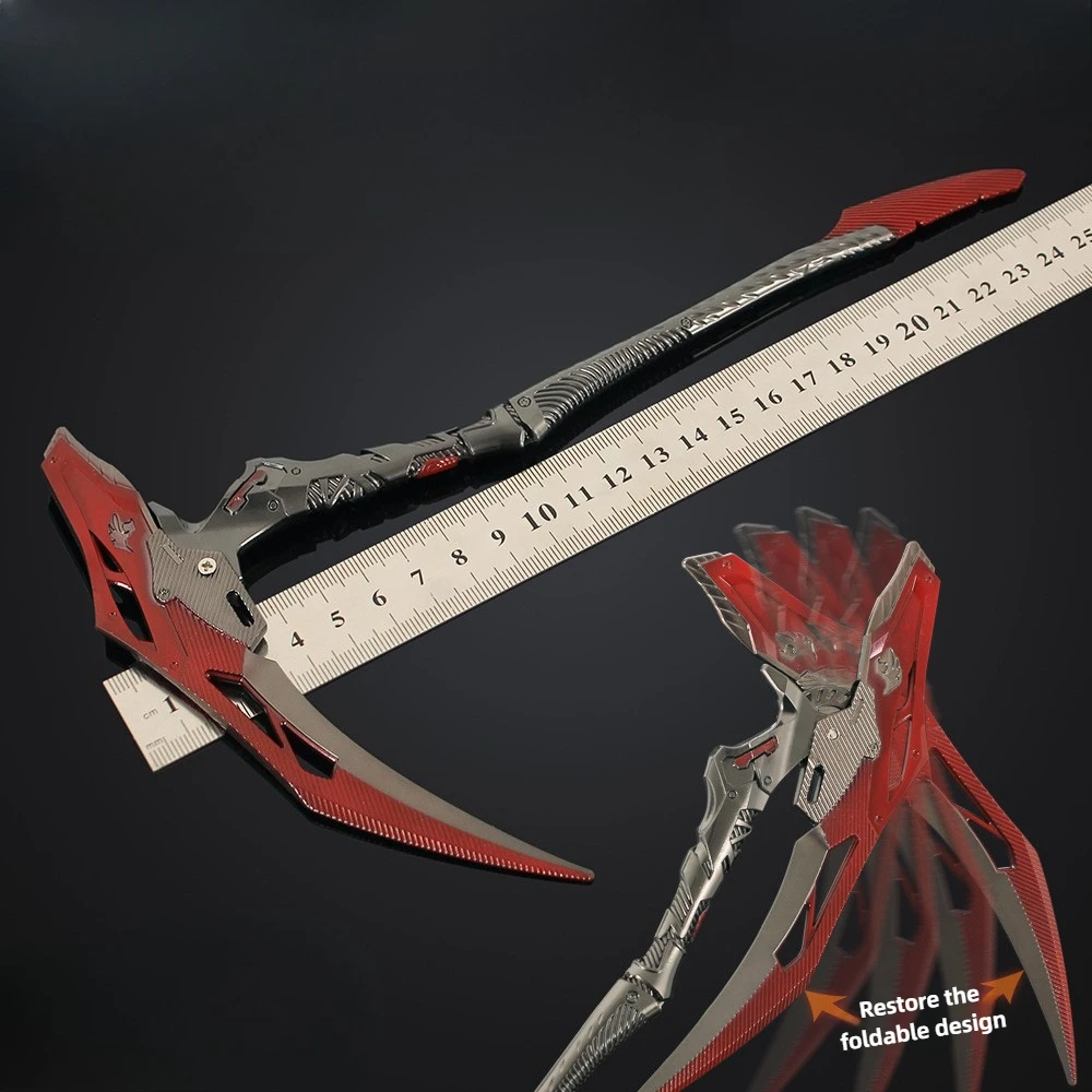25cm Arena Breakout Reaper Scythe Foldable weapons Model Game Peripheral Metal Craft Desktop Collectible Ornament Boy Toy Gift