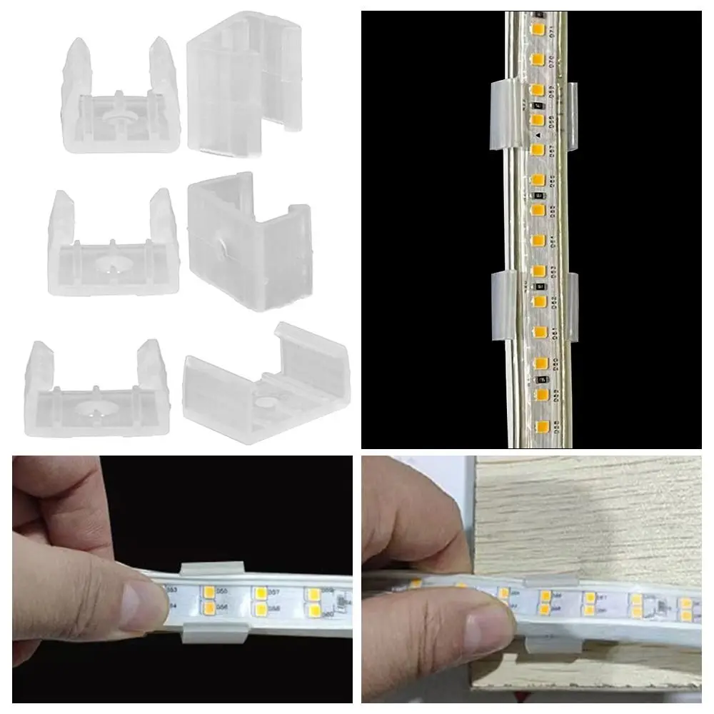 

10PCS PP LED Strip Buckles Transparent Free Welding Light Strip Fixing Clip Waterproof Clip-on Coupler For LED 5730/5050/2835