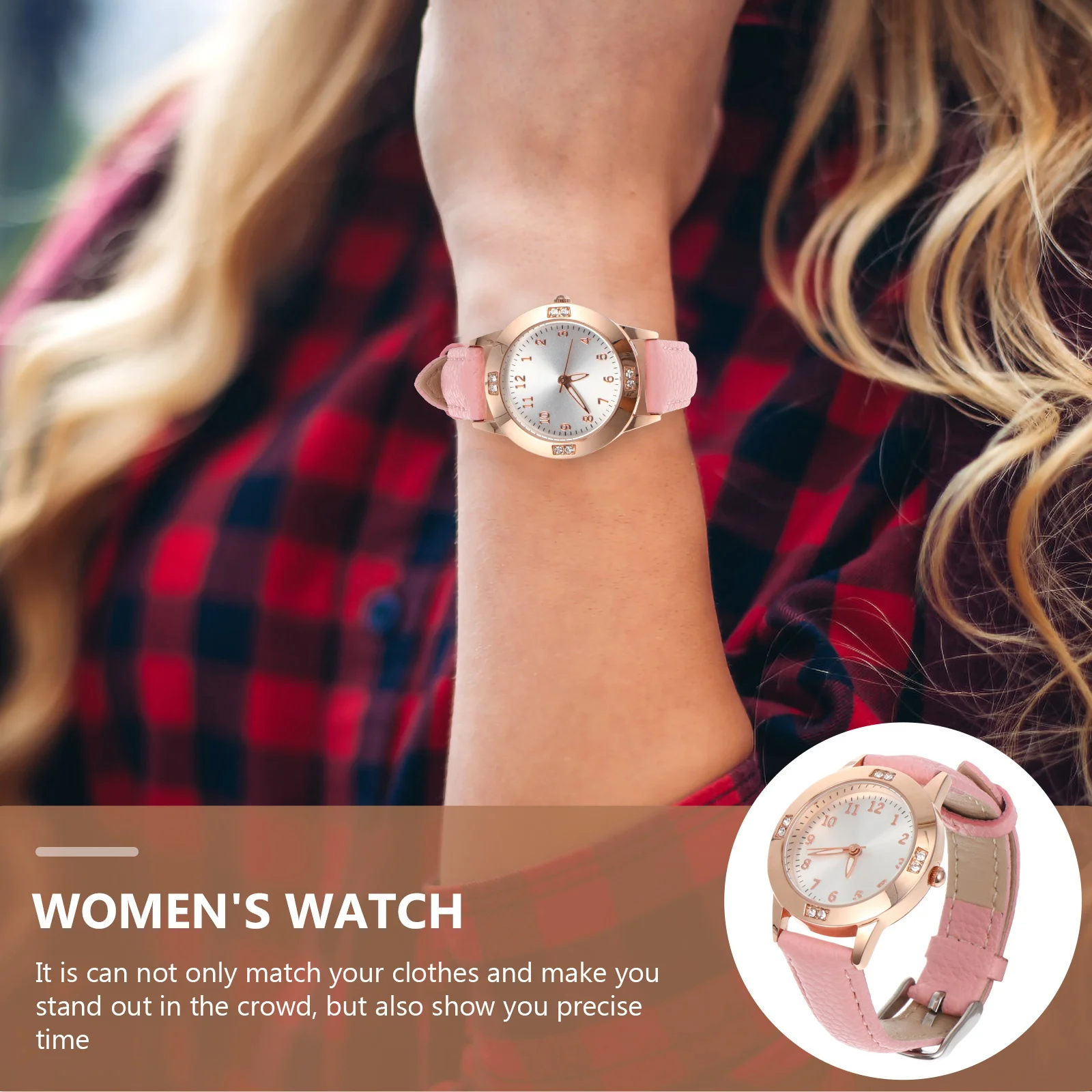 

Waterproof Quartz Watch Women Simple Design Diamond-Studded Stylish Wristwatch Adjustable Strap for Daily School Party Use