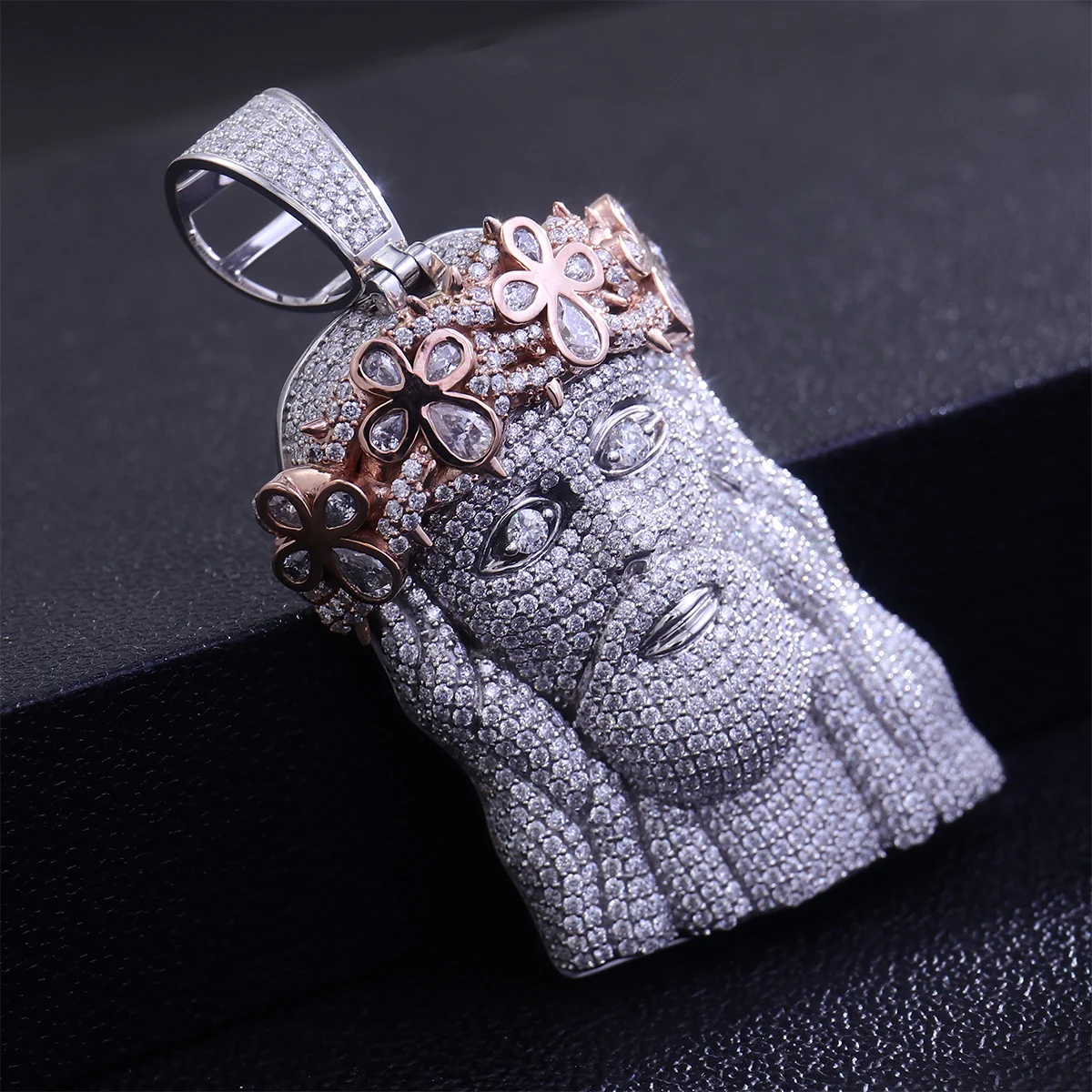 Luxury hip hop s925 silver Gold Plated 14K 18K 3D Design Moissanite Christ Jesus Head Pendant Sterling Silver Jewelry