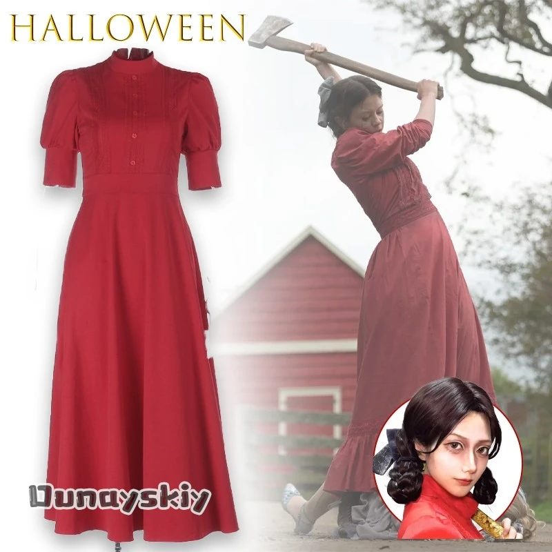 

ARed Dress Dark Fantasy Witch Anime Halloween Magical Girl Costume{Yumekiri}Gothic Sleeve Waist Party Dress Dark Rave Outfits﻿