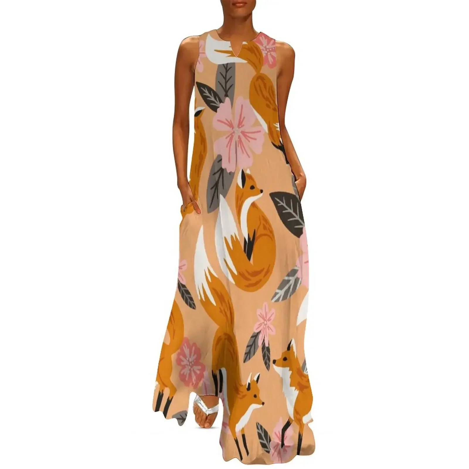 

Foxes & Blooms – Melon Palette Long Dress Summer women's clothing ladies dresses for special occasion dress party night Dress