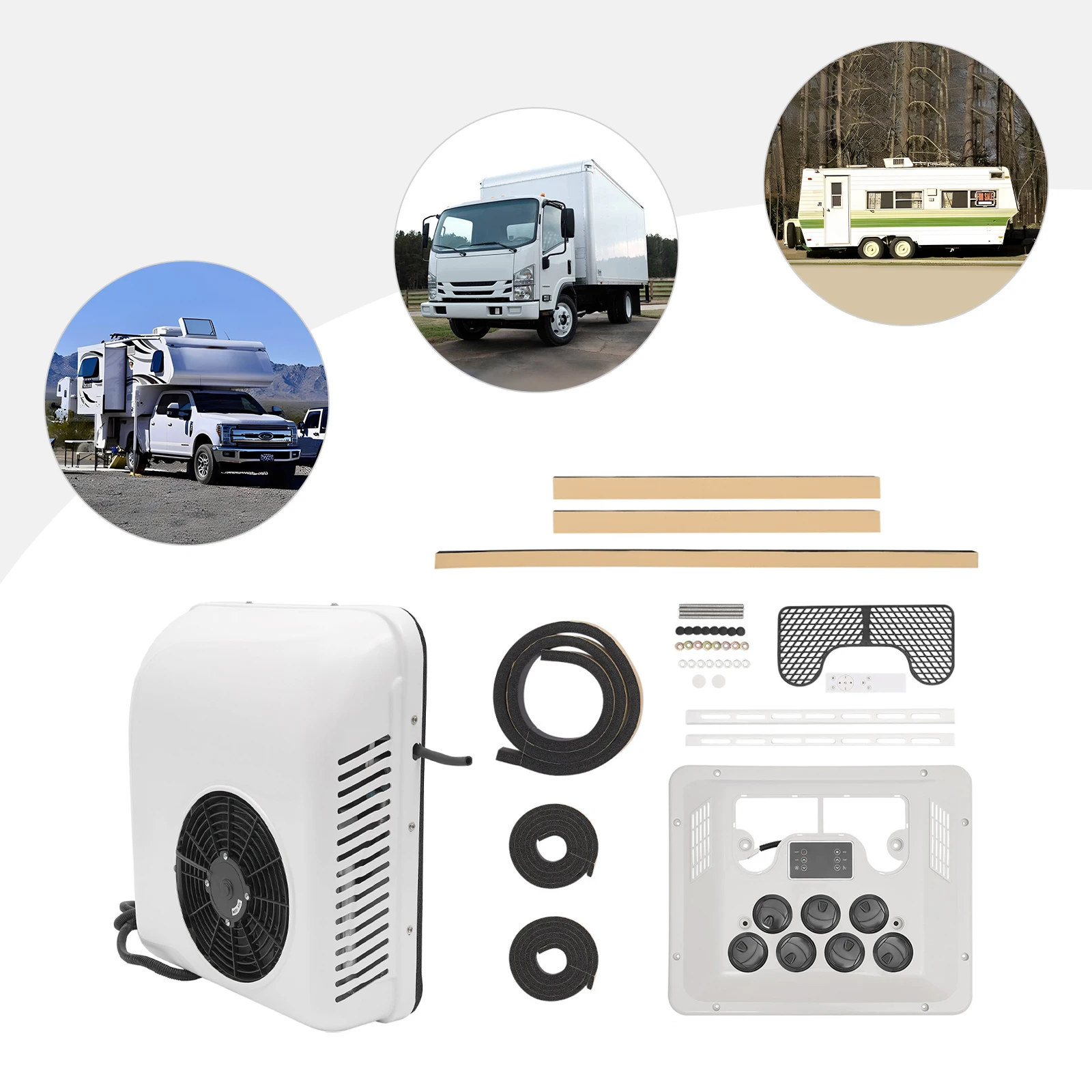 

Heat & Cool RV 12V 750W RV Air Conditioner Electric Rooftop AC Unit Fit for Trucks, RVs, Ambulances, Buses, Excavators