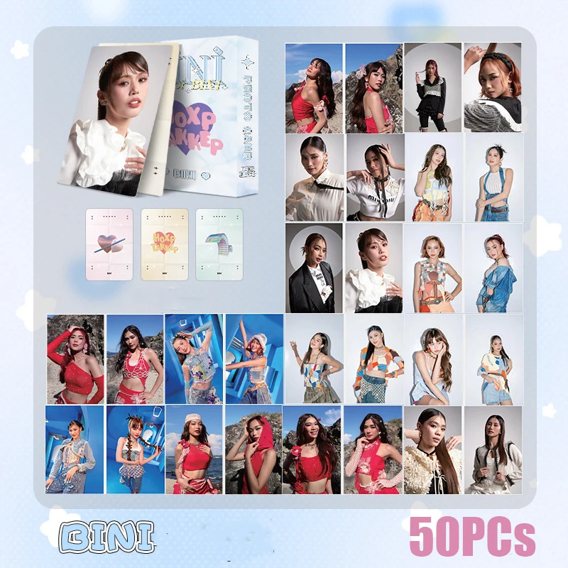 50pcs/set KPOP BINI Diva Laser Card New Album Lomo Card High Quality Hd Photo Card Fan Collection Gift Postcard Glitter Photo