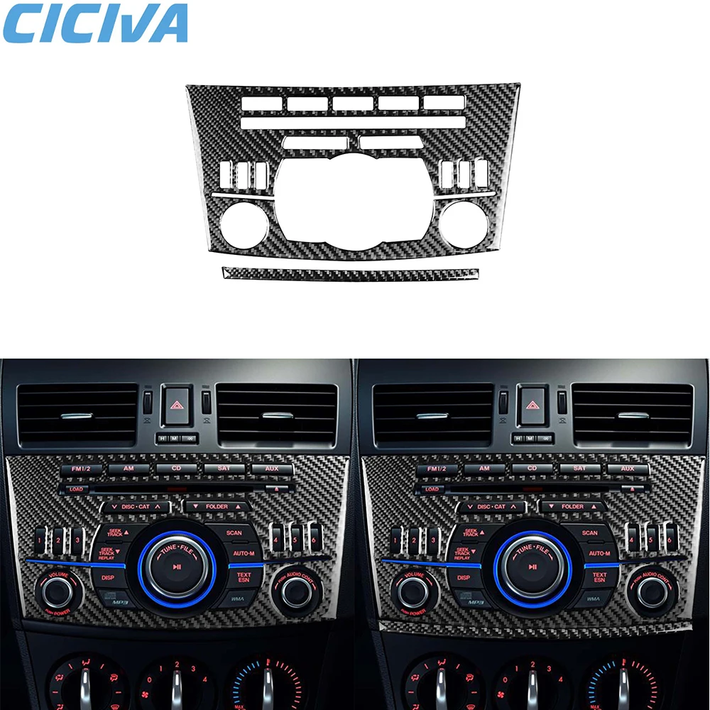 

For Mazda 3 Axela 10-13 Mazdaspeed 3 Center Radio Navigation Panel Interior Real Carbon Fiber Stickers modification Accessories