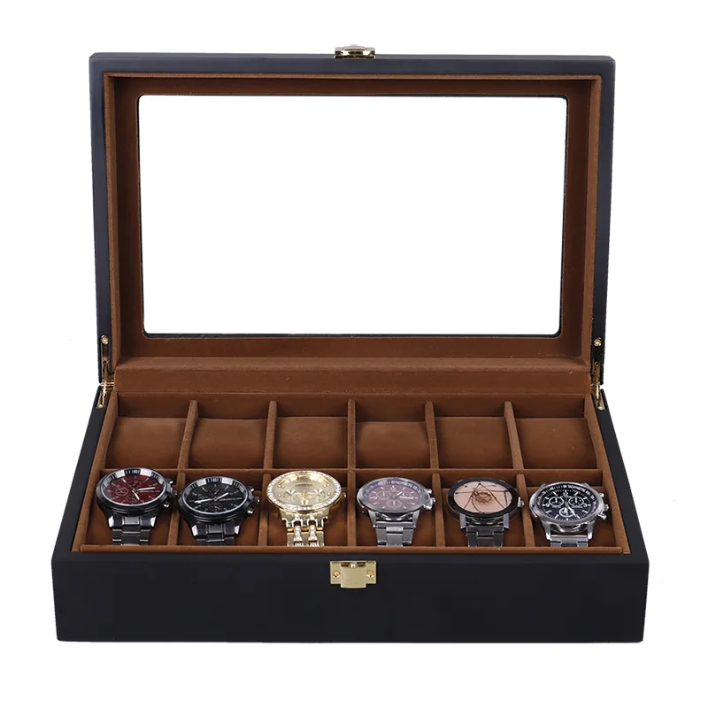 WellZone Promotion Luxury Piano Paint  6/10/12 Slots Watch Box Portable Travel Watch Box High Quality Wooden Watch Case