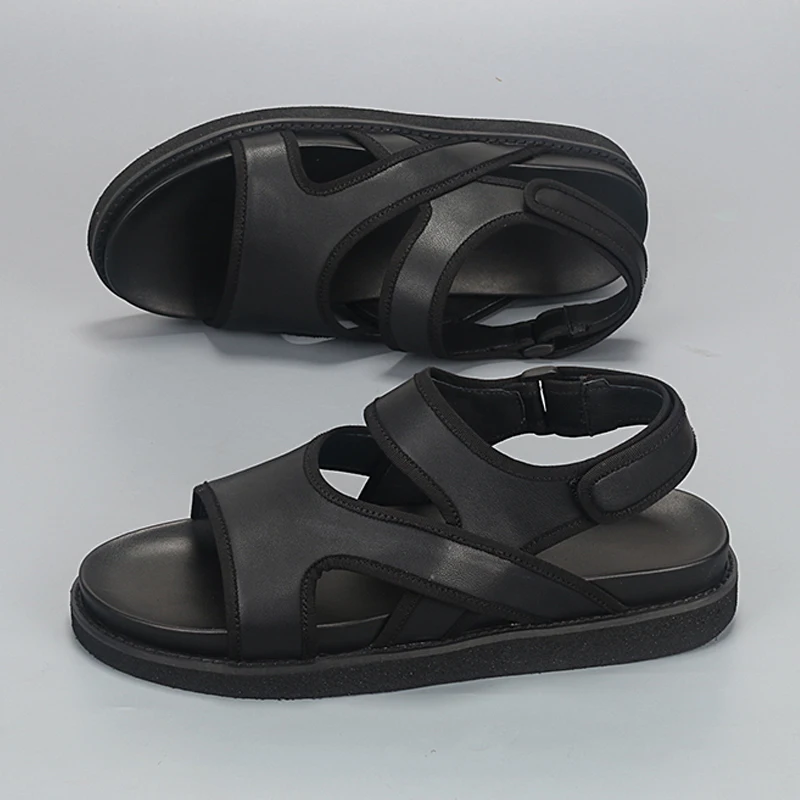 

Summer Ew Light Luxury Leather Beach Sandals British Cool Slippers Trend Everything Sports Leisure Light and Comfor