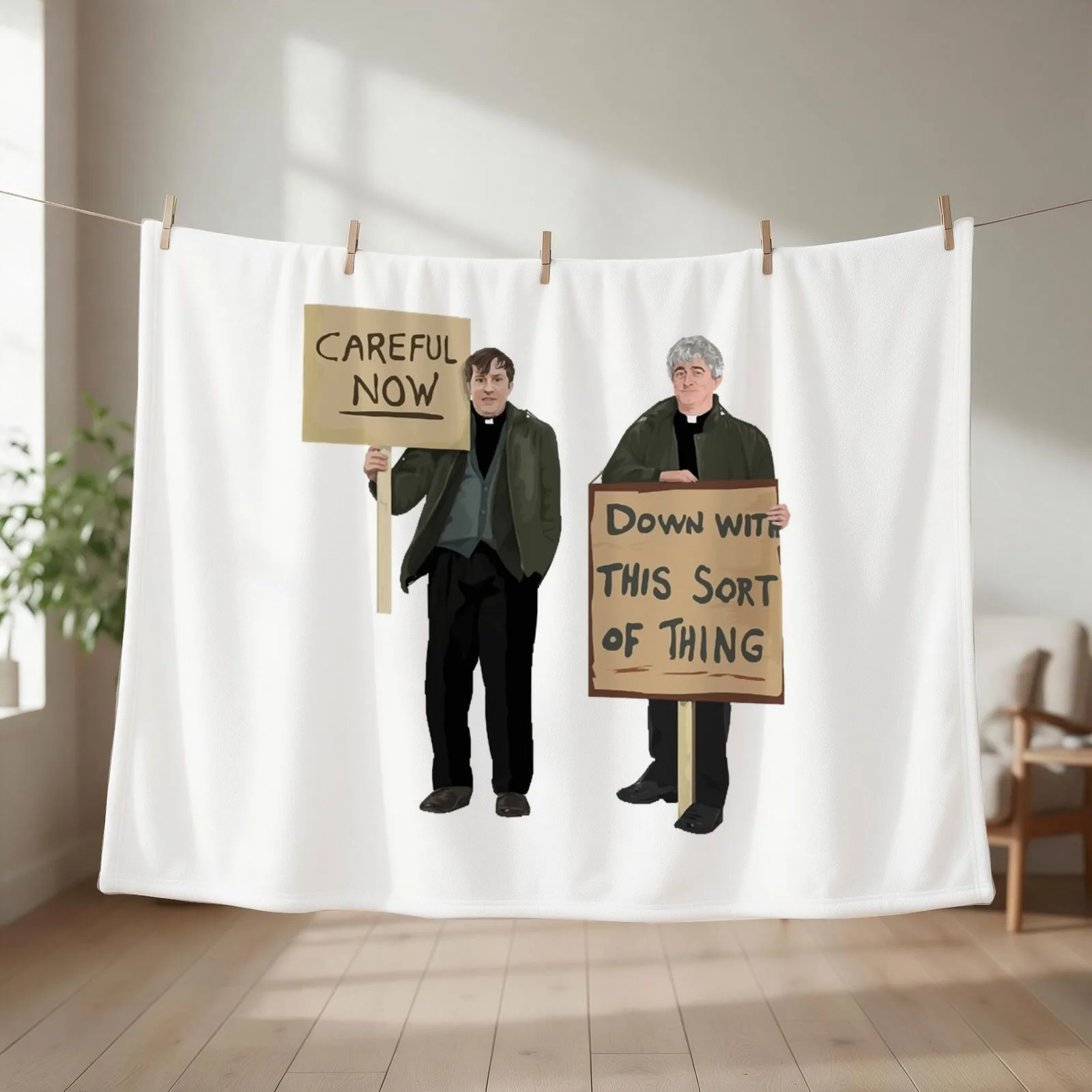 Down With This Sort Of Thing..careful now! Throw Blanket couch cozy soft plush fuzzy picnic outdoor blanket