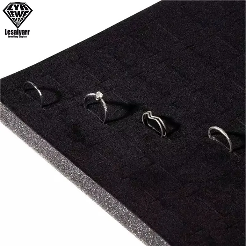 1PC Jewelry Foam Tray DIY Inserts Liners Grey/Black Velvet Jewellery Rings Bracelet Watch Showed Case Earrings Hole Tray