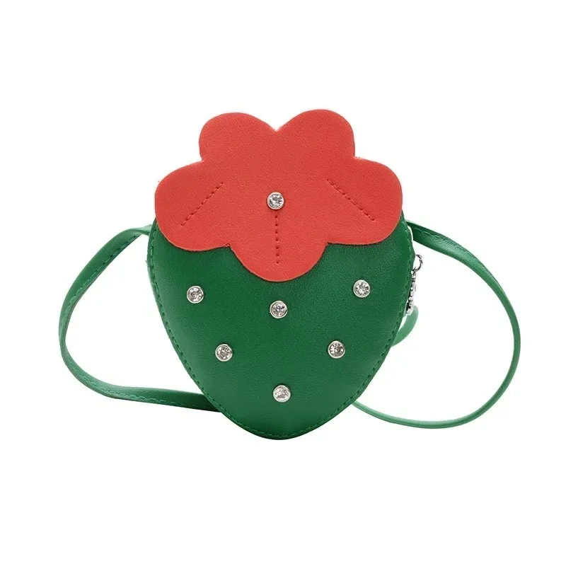 Lovely Children's Strawberry Crossbody Bags Cute Baby Accessories Mini Shoulder Bag Fashion PU Leather Girls Rivet Coin Purse