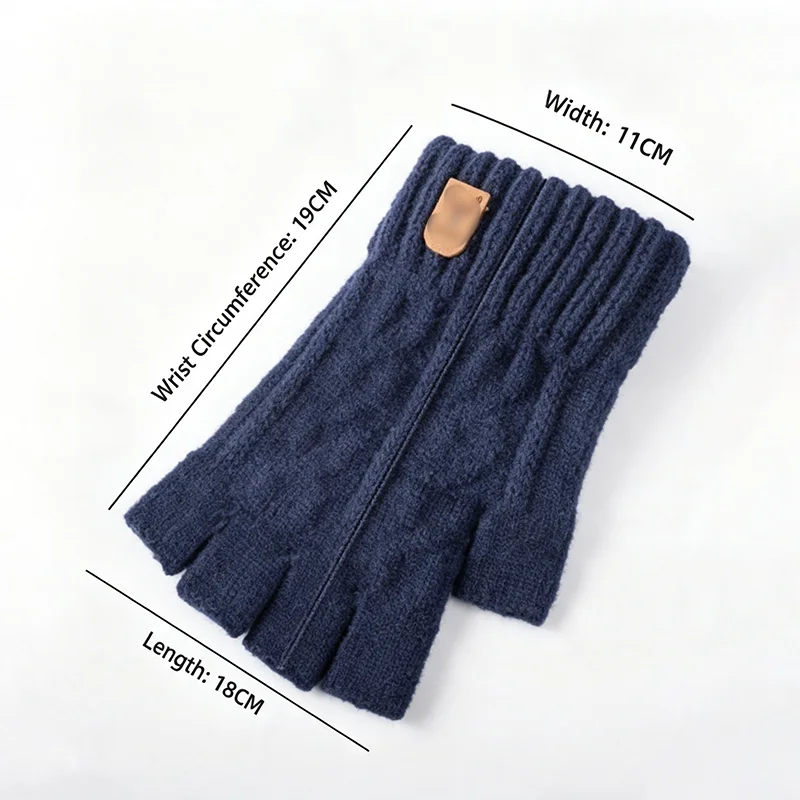 1/2/3Pairs Thermal Half Finger Gloves Windproof Cold Proof Stretch Knitted Gloves Cycling Driving Outdoor Touchscreen Mittens