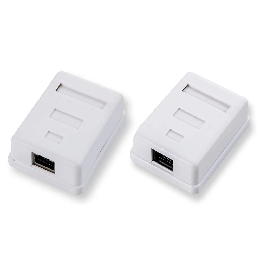 RJ45 Connector กล่อง CAT5E CAT6 กล่องเดี่ยวพอร์ตกล่อง 1 พอร์ตสายเคเบิลเครือข่ายอะแดปเตอร์ Ethernet Extension PCB CRIMPING ประเภท