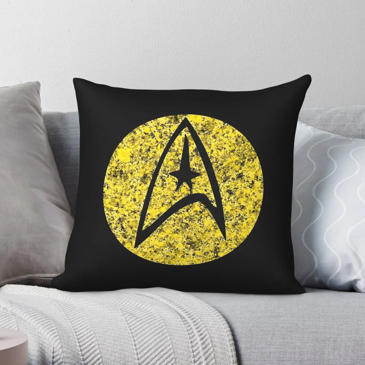 Command Gold Insignia Pillowcase Polyester Linen Velvet Pattern Zip Decorative Throw Pillow Case Sofa Cushion Case
