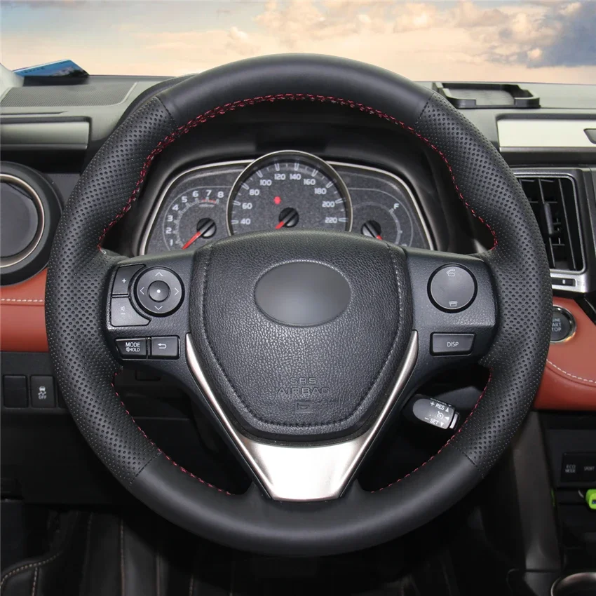

Чехол на руль из кожи ручной работы с противоскользящим покрытием для Toyota RAV4, Corolla, Auris, Scion iM 2016, аксессуары для интерьера