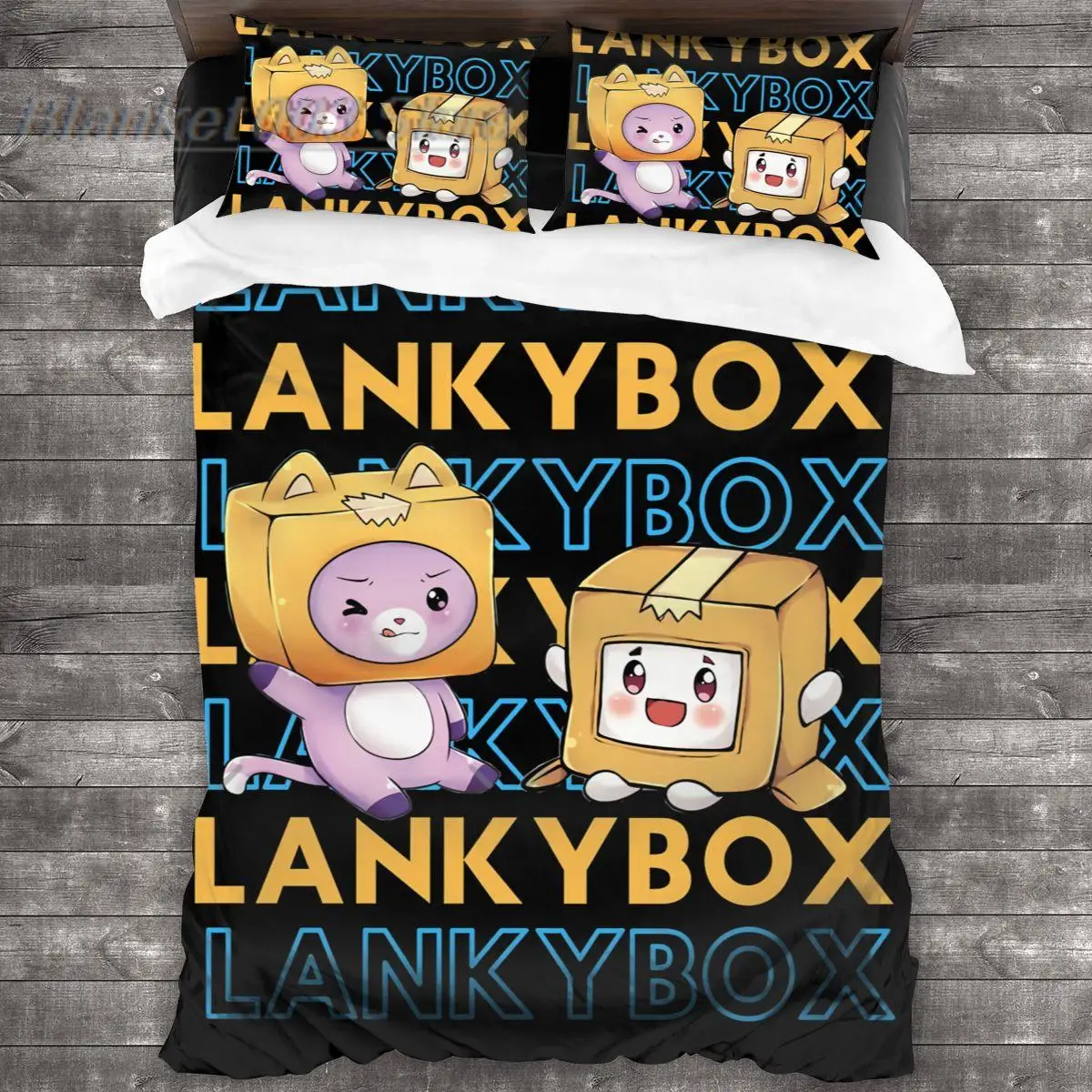 Lankybox Foxy Boxy All Season Twin Bedding Set Single Twin Full Queen King Size Bed Set Aldult Kid Bedroom Duvetcover Sets 3D 03