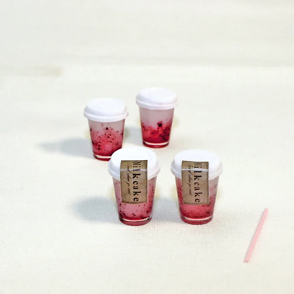 1Pcs 1/12 Doll House Miniature Resin Strawberry Drink Cup Simulation Drinks Model Toy For Mini Decoration Dollhouse Accessories