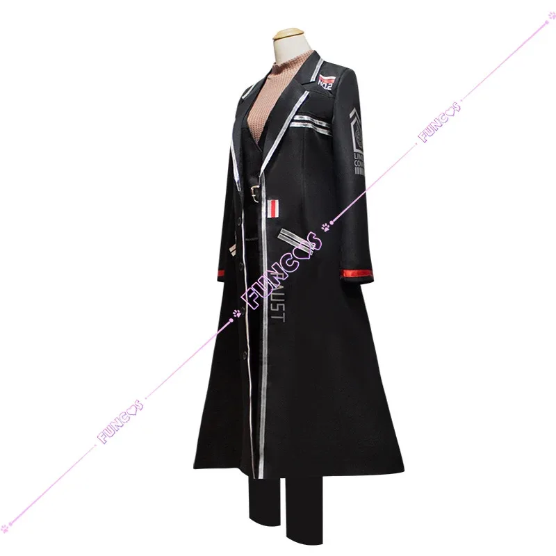 لعبة ليمبوس كومباني فاوست أزياء تنكرية شعر مستعار أسود زي علوي سروال سينر 2 خندق شعر أبيض رقم. 02 بطاقة عمل للنساء والرجال