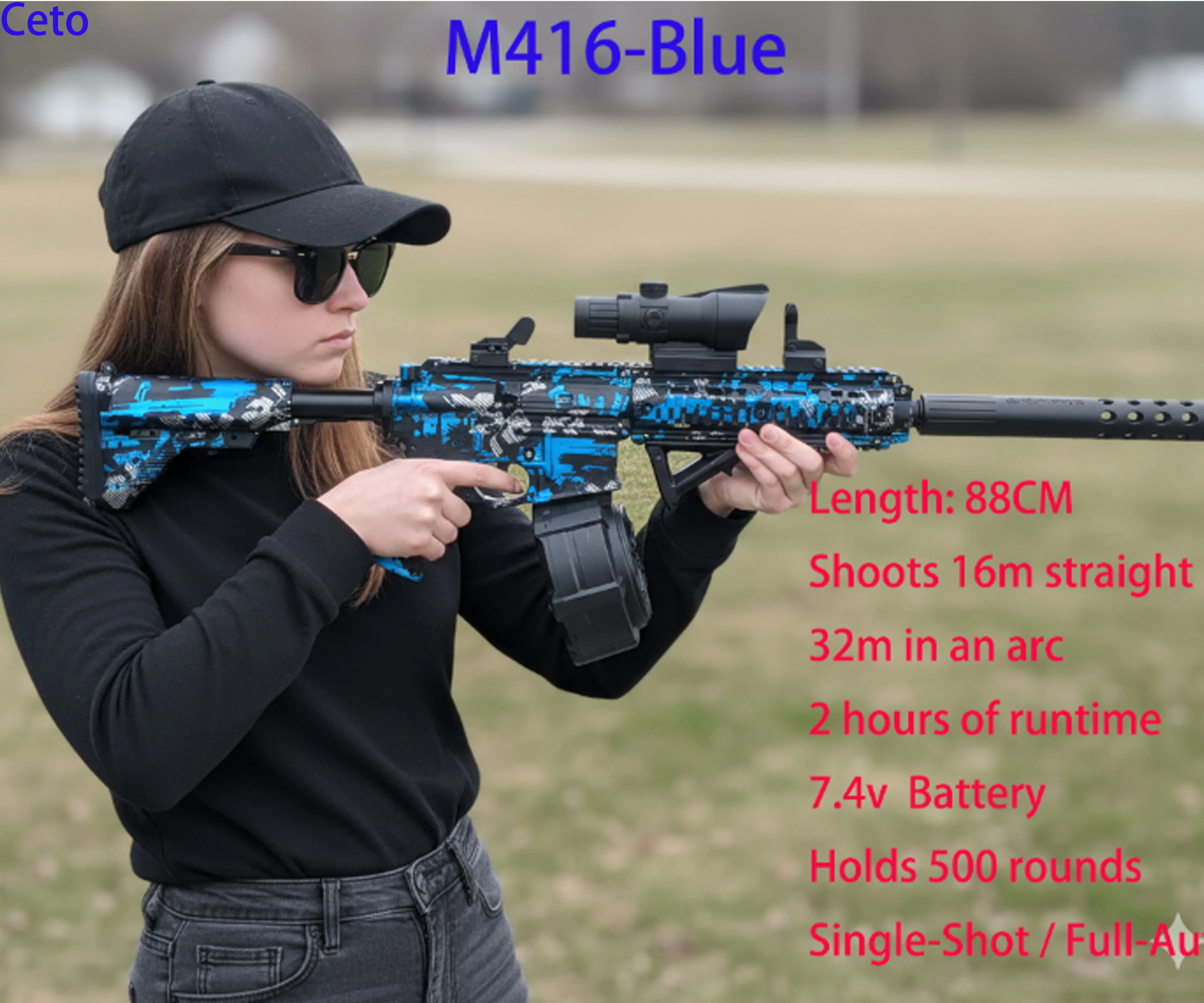 Pistolet à boules de Gel pour adolescents de 14 ans et plus, jouet d'extérieur électrique automatique à longue portée, cadeau pour garçons, perles de GEL écologiques