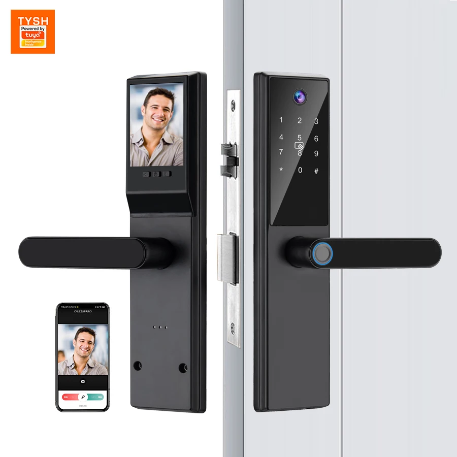 Tuya App Fingerprint Door Lock Code Card Key Touch Screen Smart Door Lock Security Digital Electronic Lock For Home