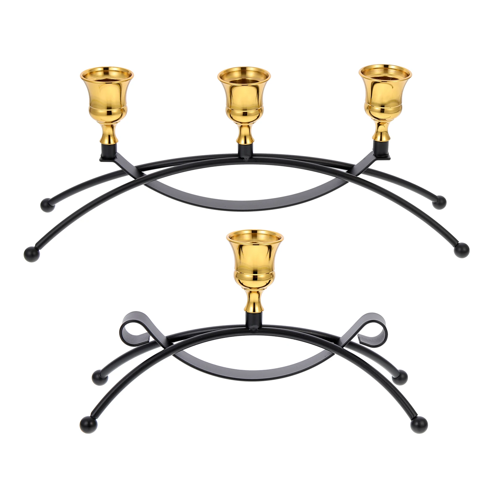

2 Pcs Stand Iron Candleholder Vintage Style Home Decor Wedding Stand Party Layout Practical