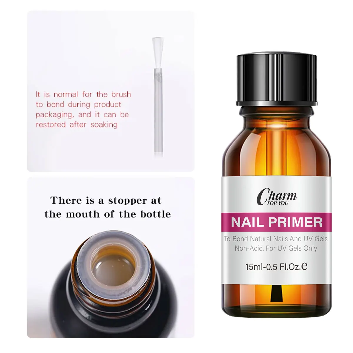 Kit per la preparazione delle unghie in gel da 2 pezzi, agente di asciugatura da 15 ml e rivestimento di base senza acidi, senza alcol, per unghie in gel, pedicure, mani e cura delle unghie