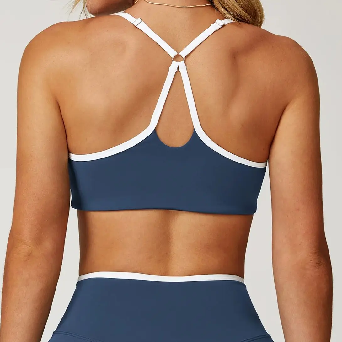Women Solid Color Yoga Bra Gym Yoga Top Backless Workout Shockproof Crop Top Female Push Up Sport Bra Sports Underwear Yoga Vest
