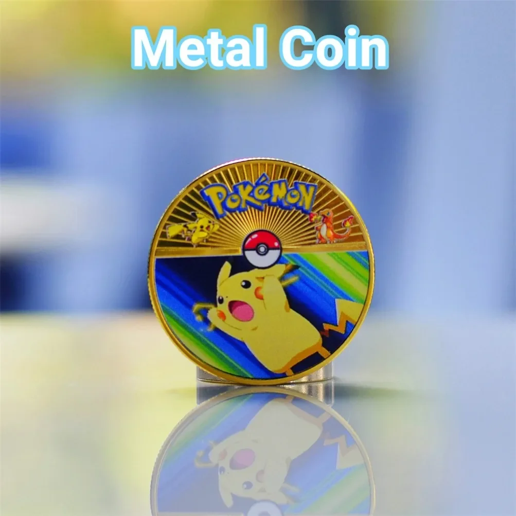 Pokemon Coine Metal Pokémon Coins Anime Commemorative Coin Pikachu Vmax Charizard Gx Mewtwo Gold Iron Hard Cards Games Kids Toys