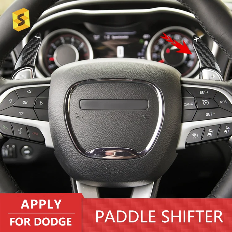 ES Real Carbon Fiber Car Accessories Steering Wheel Paddle Shifter for Dodge Challenger