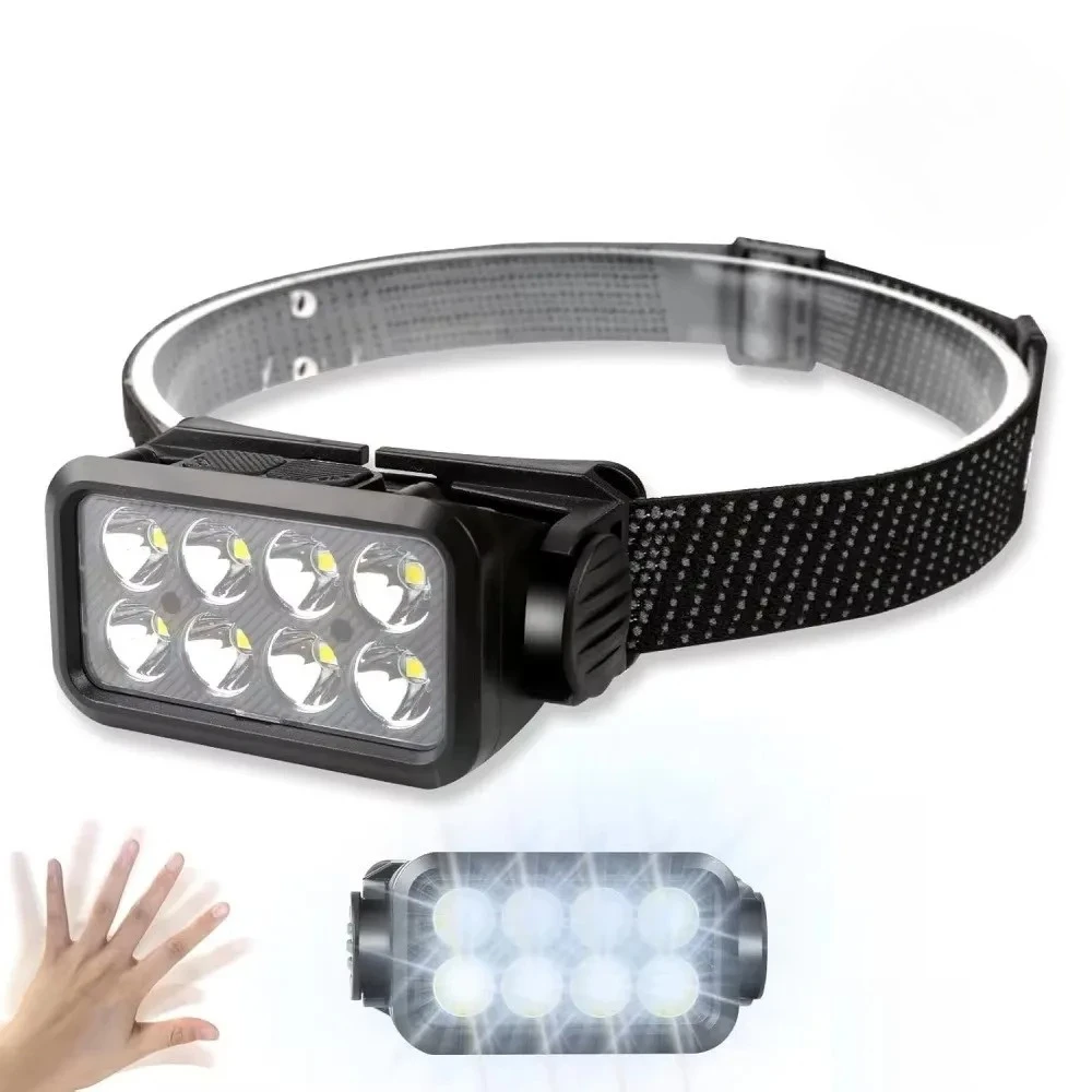 5 Modes Motion Sensor Headlight Rechargeable Flashlight 8 LED Ultra Bright Headlights Fishing Headlamp Led Head Lamp Flashlighs