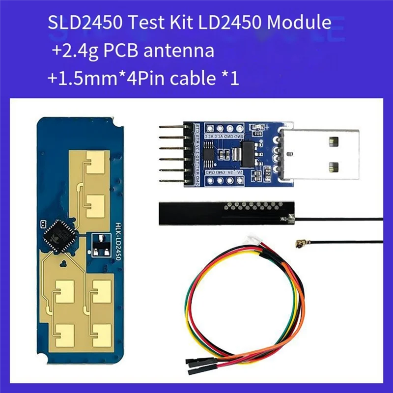 LD2450 DC5V 24G Smart Home Movimiento Seguimiento humano Prueba de trayectoria Distancia Ángulo Velocidad Sensor de radar Módulo-B12B