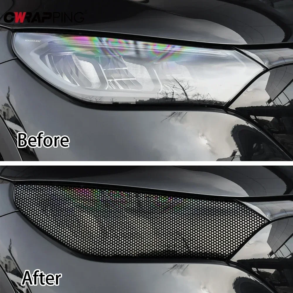 Car Tail Light Lamp Stickers One Way Perforated Film Self Adhesive Car Honeycomb Stickers PVC Decoration Wrap Film Sticker