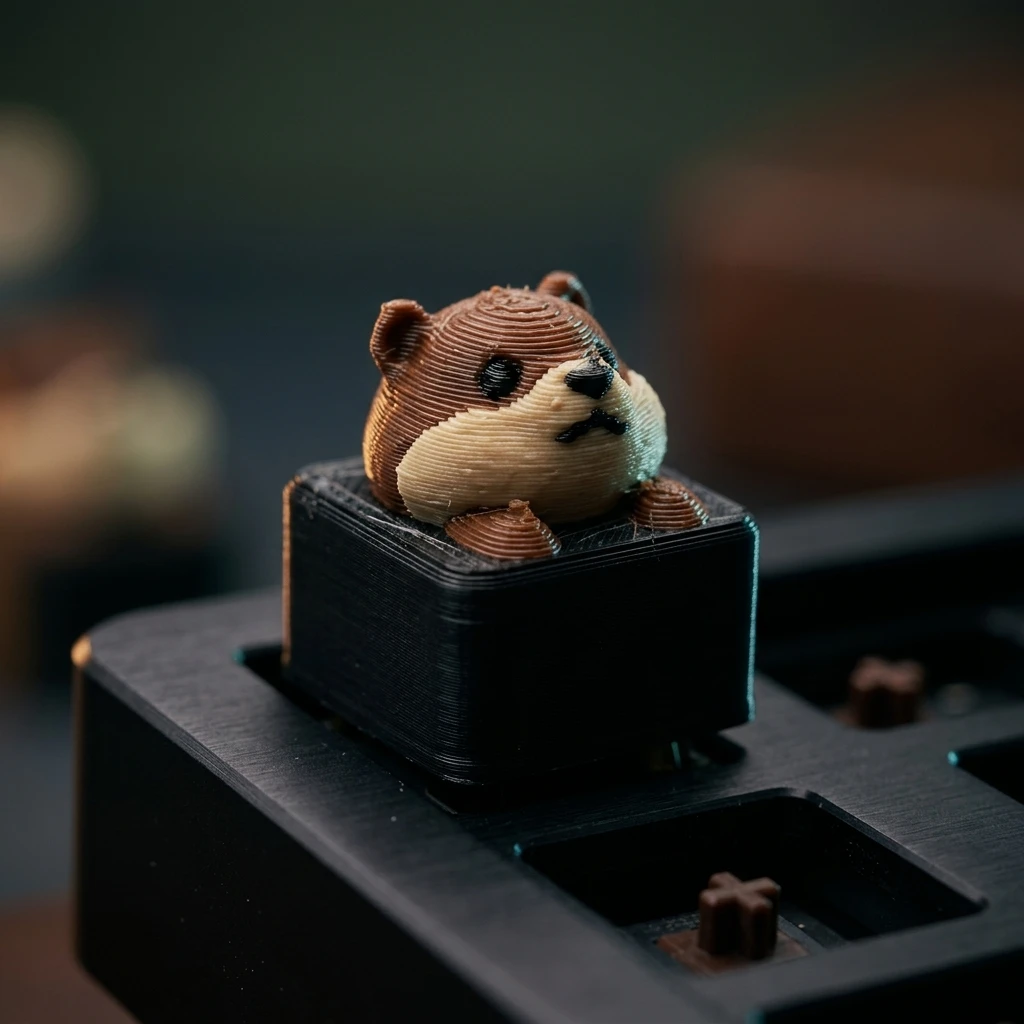 Cute Otter Artisan Keycap 3D Printed Kawaii Sea Otter Keycap for Cherry MX Switch Mechanical Gaming Keyboard Desk Decor Gift