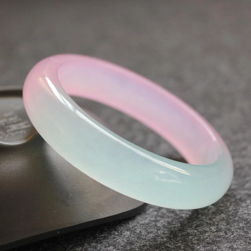 Pulsera de Jade de hielo para mujer, pulsera de cuarzo, tira violeta, rosa claro, medio Jade, joyería