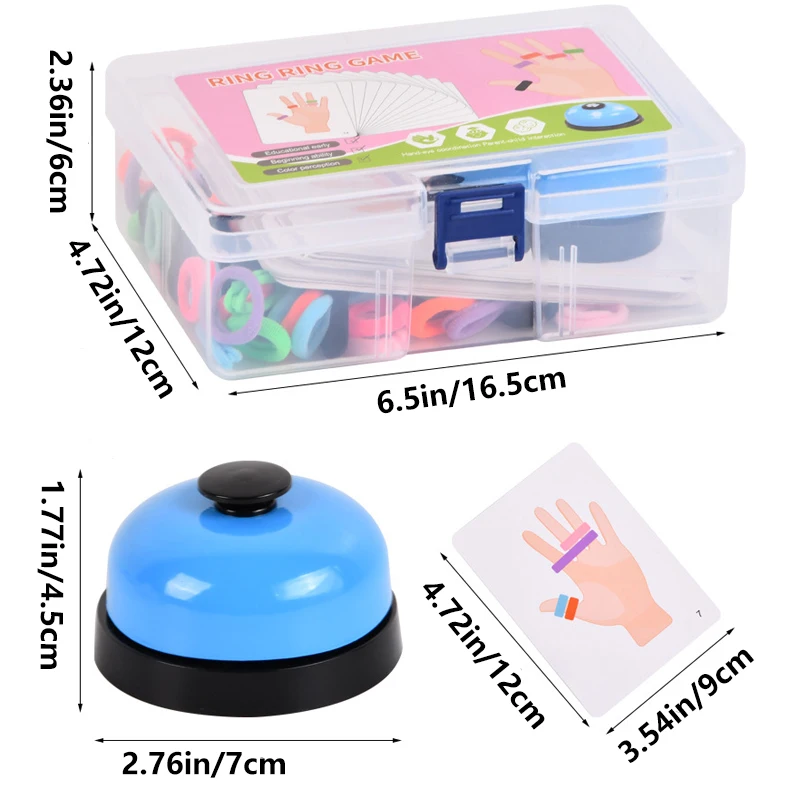 Early Educational Thinking Training Toy for Kids, Fingers Ring Game with Elastic Bands and Bell, Parent-child Interactive Games