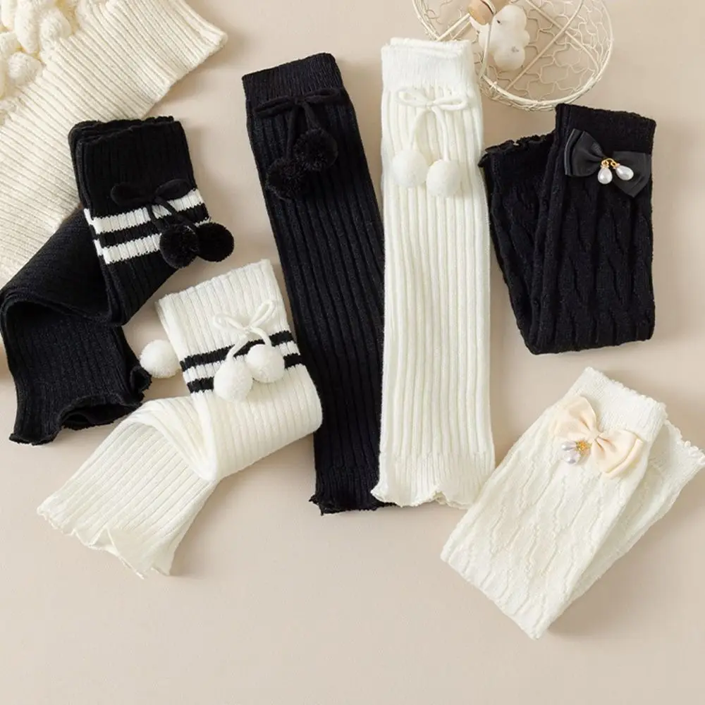 Cute Japanese Style Children's Leg Warmers Bowknot JK Knitted Leg Cover Woolen Balletcore Ballet Guards Socks Kid's