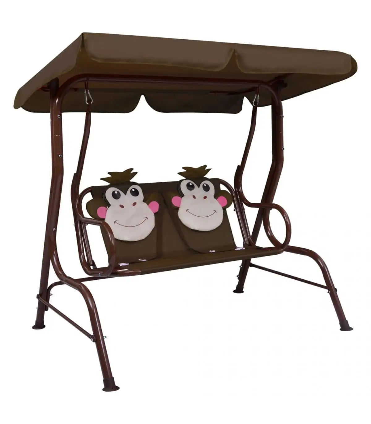 Garden Rocker Bench Children Brown Fabric 115x75x110 cm