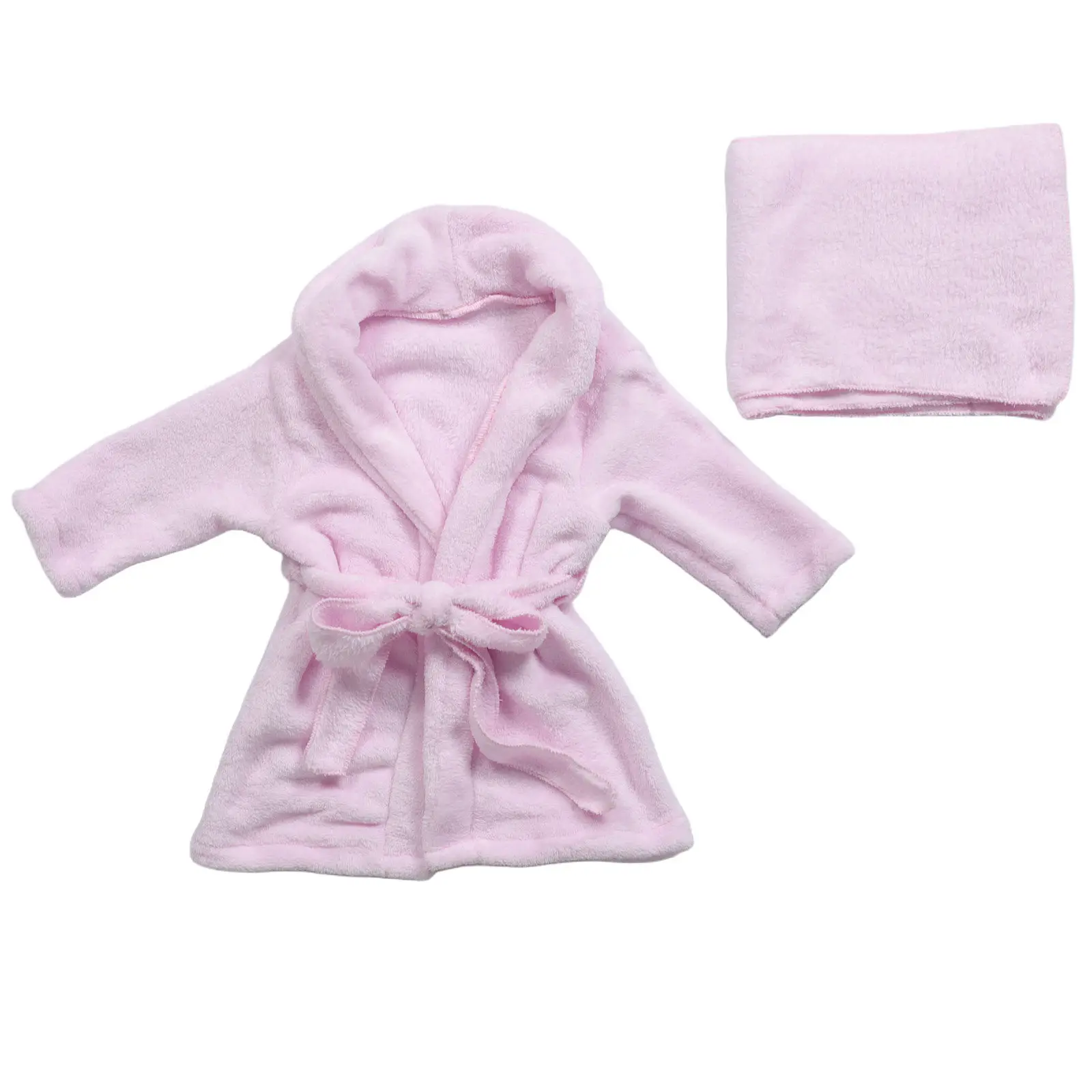 1Set Children Bathrobe Thick Coral Fleece Hooded Robe Elastic Waist Winter Nightwear Toddler Bath Time Warm Robe
