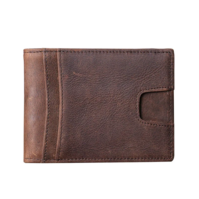 

Men's Genuine Leather Money Clip Vintage Credit Card Holder Small Wallet Money Bag ID Card Case Mini Purse For Male