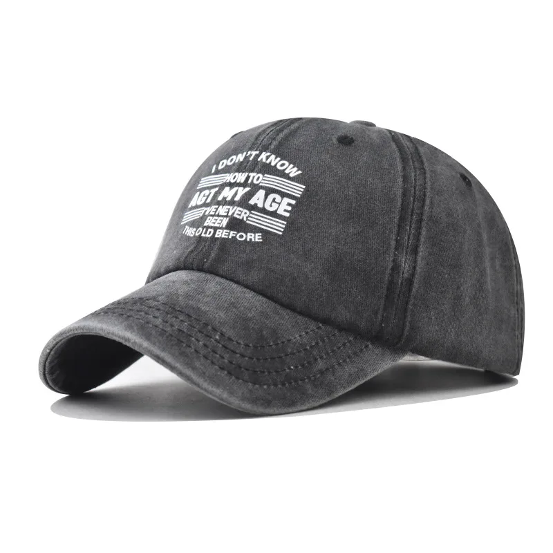 

Washed Cotton Letter AGT MY AGE Embroidery Baseball Cap Outdoor Casual Color Match Hats Unisex Classic Cap for Men and Women